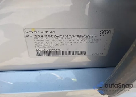 2017 Audi A8 L Quattro/Sport из США, поврежденный, VIN WAU43AFD8HN005452